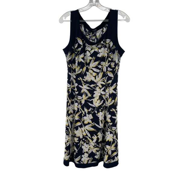 Chaps Womens Floral Shift Dress Sleeveless Navy/Multi Size XL - Picture 1 of 9